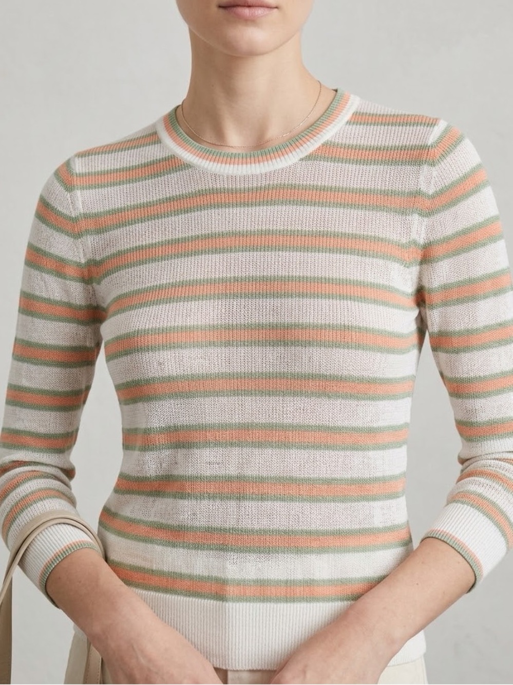 VERONICA BEARD Magellan Striped Linen Blend Sweater Crewneck Top Small